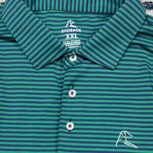 Rhoback Golf Performance Polo  XXL Short Sleeve Birdie Stripe Emerald Green Navy